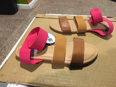 New Women s Size 6 Floopi Open Toe Elastic Ankle Strap Gladiator Flat Sandals 