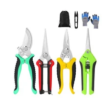 5 pack Garden Pruning Shears Stainless Steel Blades, Handheld Scissors Set wi...