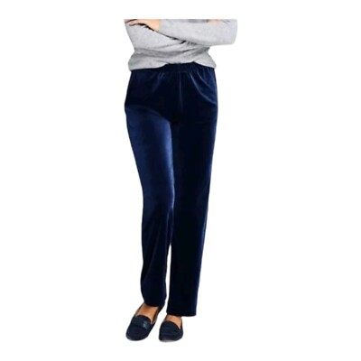 Lands End Velvet Sport Knit Pant Deep Midnight Navy Blue Bottoms SZ XL NWT