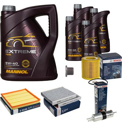 BOSCH Inspektionspaket 9 L MANNOL Extreme 5W-40 für BMW 5er 535i ActiveHybrid