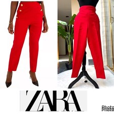 ZARA straight leg pants with metallic buttons
