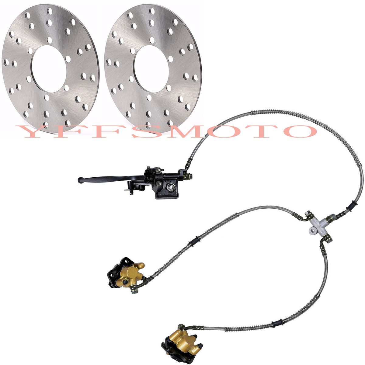 Twin Double Front Hydraulic Disc Brake Caliper Master Cylinder Dirt Pit ATV  Bike