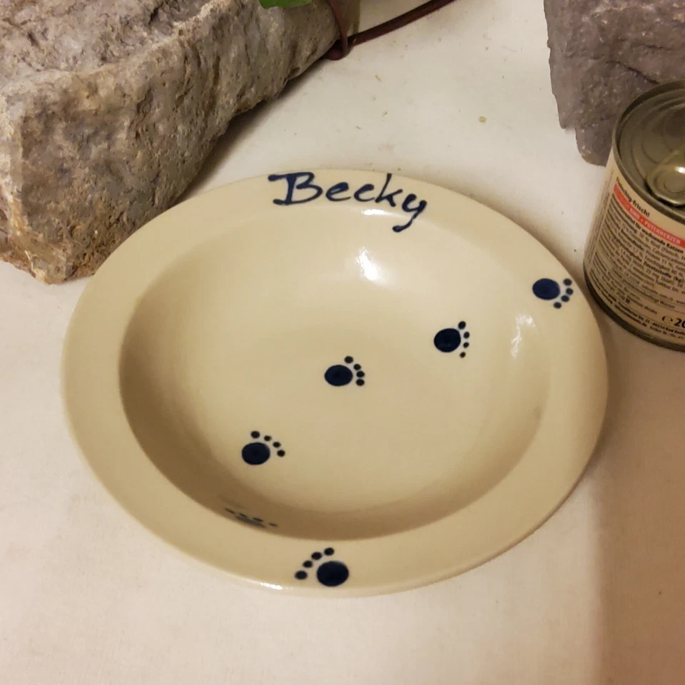 keramik-im-hof Futtertellerchen mit Wunschname Napf Schüssel, Katze Hund - Bild 4 von 4