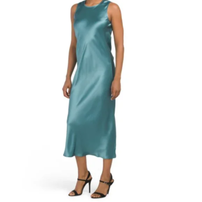 NWOT ATM Blue Silk Charmeuse Maxi Dress Medium