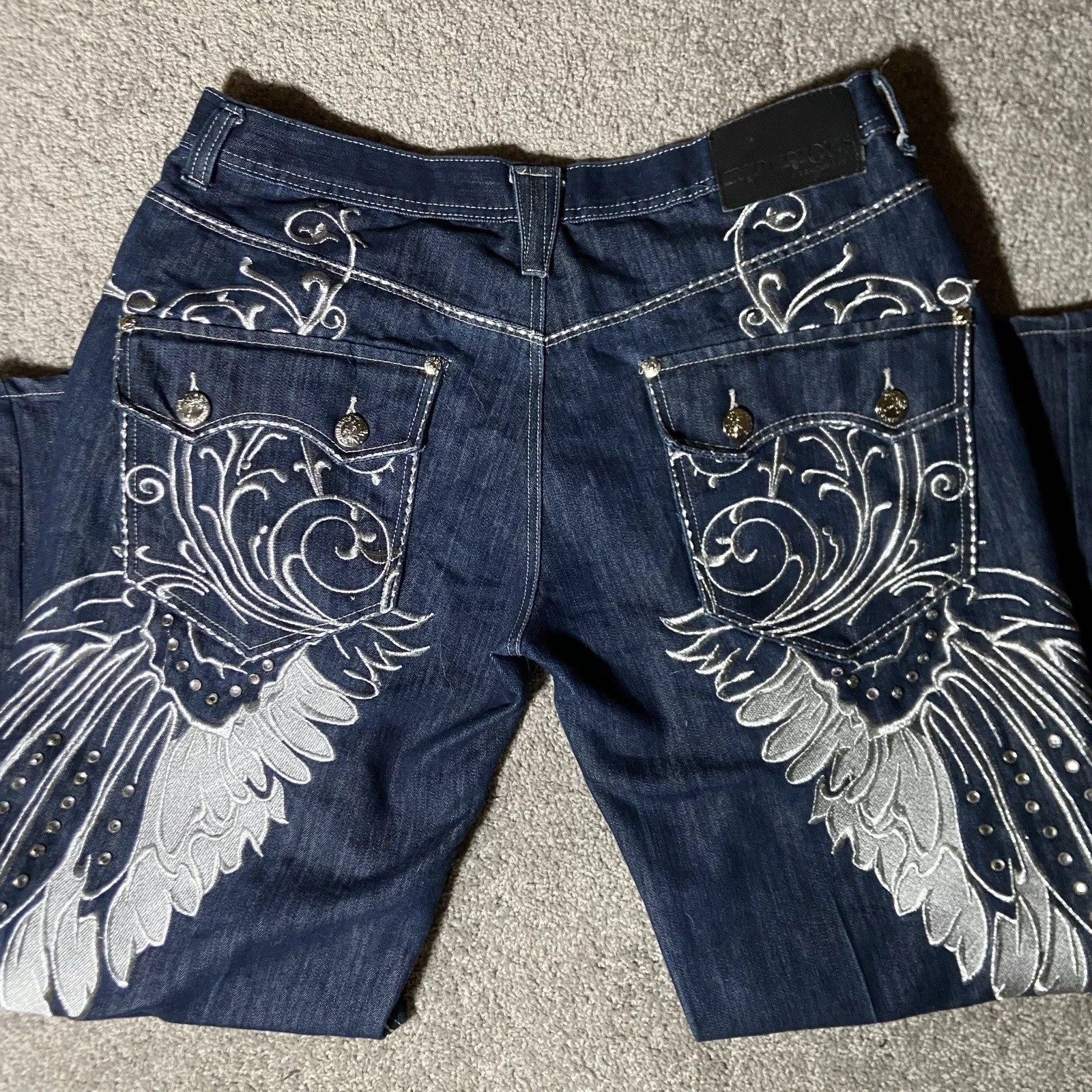 Imperious Delf Trading Jeans Blue  Denim Y2K Vintage Wide Leg Baggy 40x32