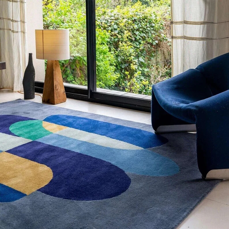 新品未使用 Arnold Palmer by ALWAYTH RUG ラグマット Hand Tufted Nz Wool Area Rug New Geometric Abstract Design
