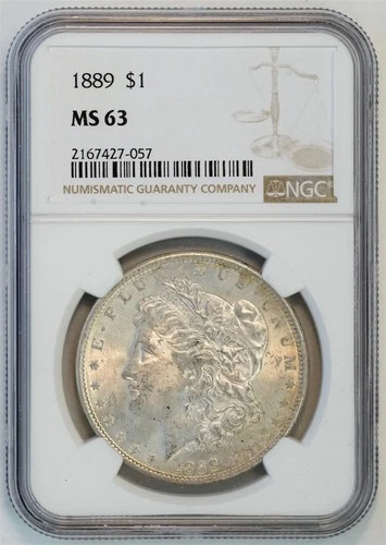 1889 $1 US Morgan Silver Dollar Coin (NGC MS63 MS 63) 