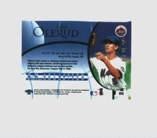 Tarjeta paralela dorada Fleer Brilliants John Olerud 1999 63/99 Mets Foto 2 de 2