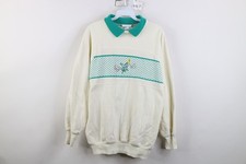 Vintage 90s Streetwear Womens Large Butterfly Flower Collared Sweatshirt USA