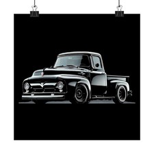 1956 Ford F-100 Pickup Poster Wall Art Print Classic Truck Garage Decor Gift