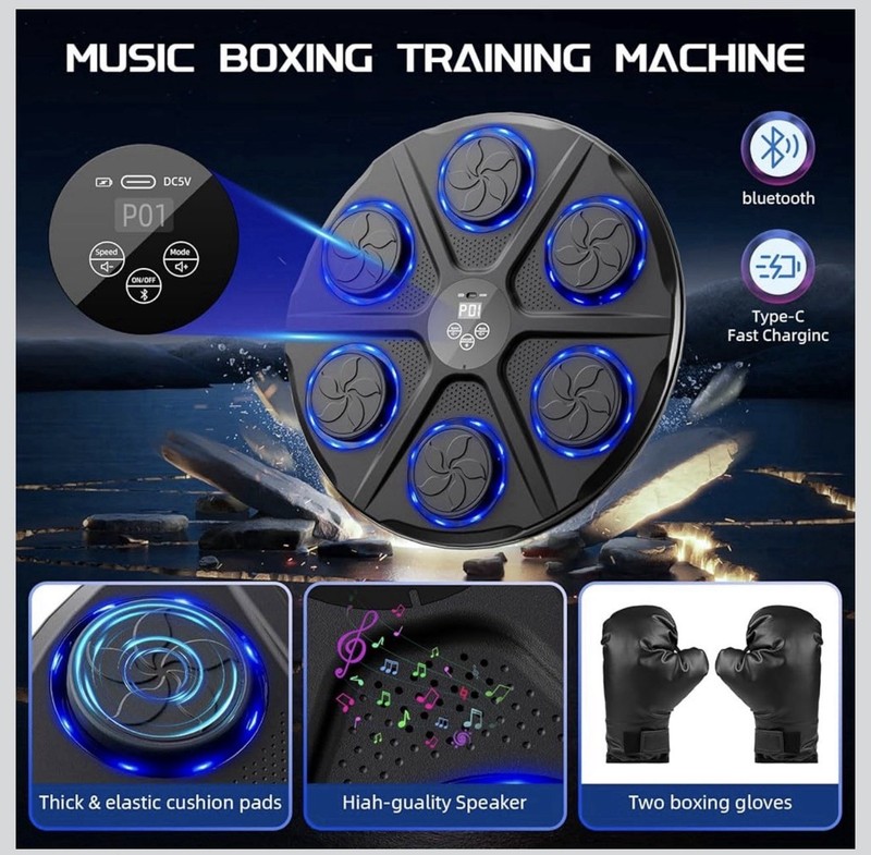 POI P01 Strike Pad Music Boxing Machine Bluetooth Type-C Speaker Gloves