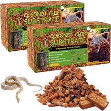 2 Pack Coconut Chip Substrate Reptile Bedding Coco Husk Terrarium Snakes
