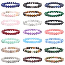 Natural Stone Beads Bracelet for Women Men Amethysts Crystal Quartzs