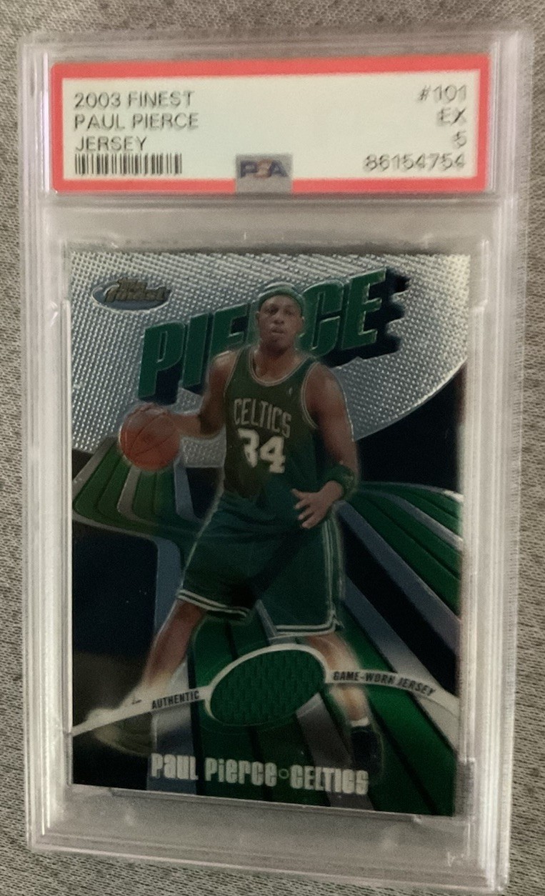 2003-04 Topps Finest - Game-Worn Jersey Paul Pierce #101 /999 (MEM) view 8