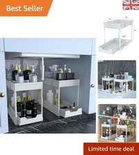 Elegant 2-Pack Under Sink Organizer with Pull-Out Sliding Baskets - Modern White