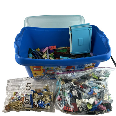 LEGO Blue 6166 Storage Container with 1000+ Pcs (2.7 lb) + Sealed Bag , Bulk Lot