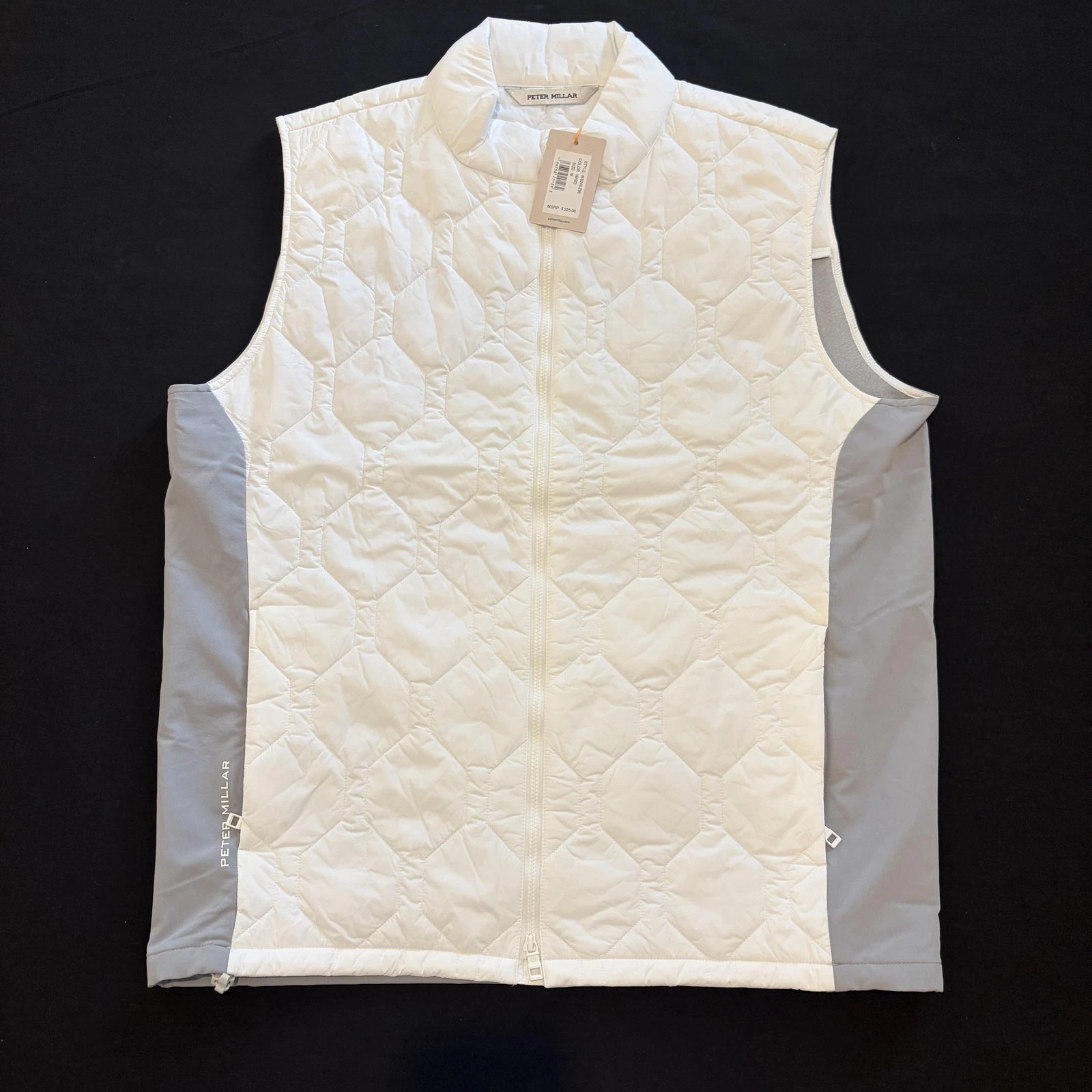 Peter Millar Vest Mens Medium White Gray Blitz Quilted Crown Sport Golf Two Tone
