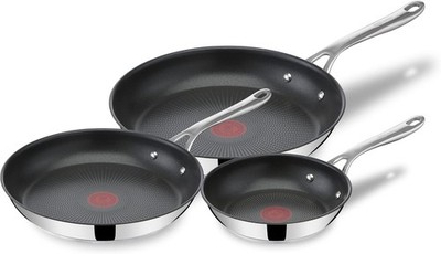 Tefal E304S344 Jamie Oliver Set x 3 Pan, 20-24-28 cm, 18/10 Steel Black 