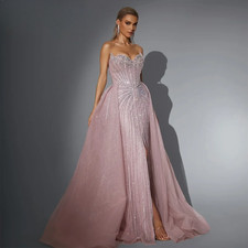 Luxury Beads Mermaid Evening Dresses Detachable Wedding Party Gowns Strapless