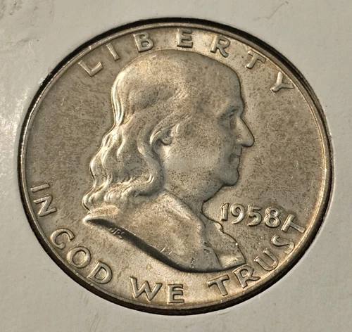 1958 D Benjamin Franklin .90 Silver Half Dollar 50c - High Grade Uncirculated