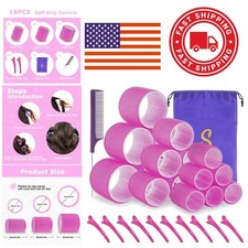 Durable Hair Rollers Set 18 Pieces in Rose Red Easy to Use for All Hair Types