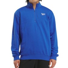 REEBOK Identity Quarter Zip Fleece Pullover Sweatshirt sz M Medium Royal Blue