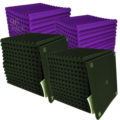 96 Pack Black/purple 12 "X 12 "X1" Acoustic Panels Studio Soundproofing Foam ...