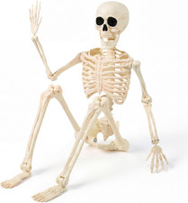 36" Halloween Skeleton Decor, 3FT Full Body Realistic Bones with Stayable Movabl