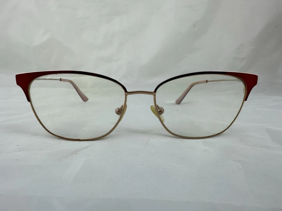 Monturas de gafas Calvin Klein rojo ojo de gato tono oro rosa 52-15-135 CK18108 600 Foto 2 de 4