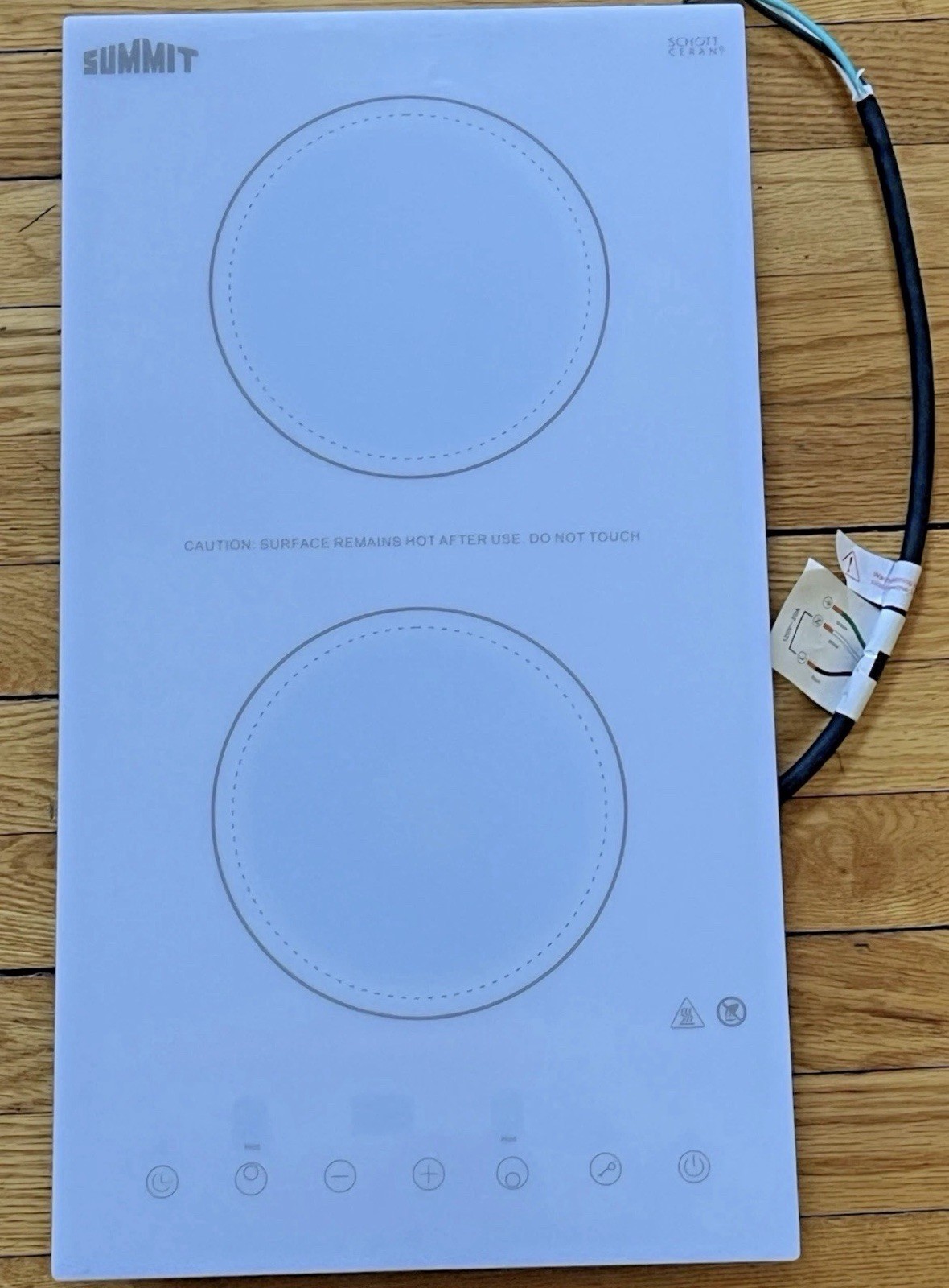 Summit CR2B23T4W 12" Electric Radiant Cooktop w/ (2) Burners, White Ceramic G...