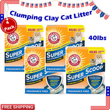 Arm  Hammer Fragrance Free Super Scoop Clumping Cat Litter for Cat 40 lb 4 Pack
