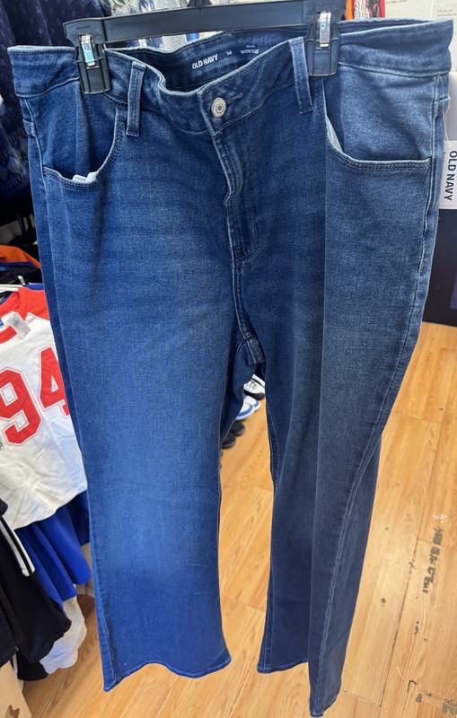 OLD NAVY HIGH-RISE WOW FLARE COOL BLUE WASH DENIM PANT SIZE-14