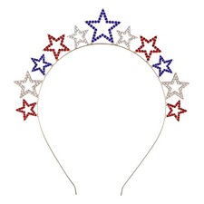 Soochat 4th of July Headband Rhinestone Patriotic Headband Crystal Star