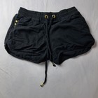 Love Tree Womens Black Drawstring Elastic Waist Casual Shorts M Gold Hardware — photo 1