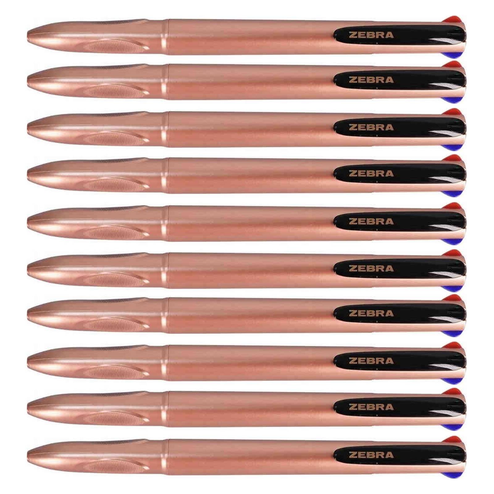 Zebra Rose Gold 4 Colour Ballpoint Pens - 10 Pack