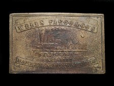 NE25148 VINTAGE 1970s  WELLS FARGO  CO'S BANKERS  FOWARDERS  BELT BUCKLE