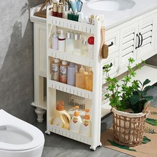3.54" Slim Storage Cart w/ Wheels, Bathroom Organizer, Slide Out, Rolling