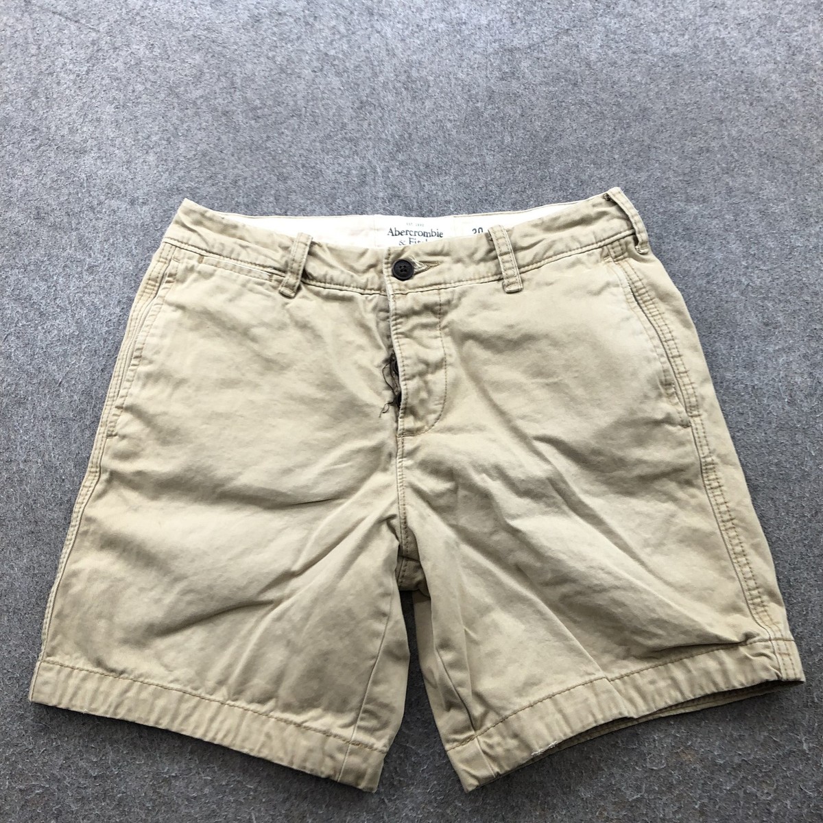 Abercrombie Fitch Shorts Mens 30 Khaki Flat Front Casual Chino Summer  Classic