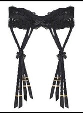 Agent Provocateur Black Suspenders Garter Belt Size 3