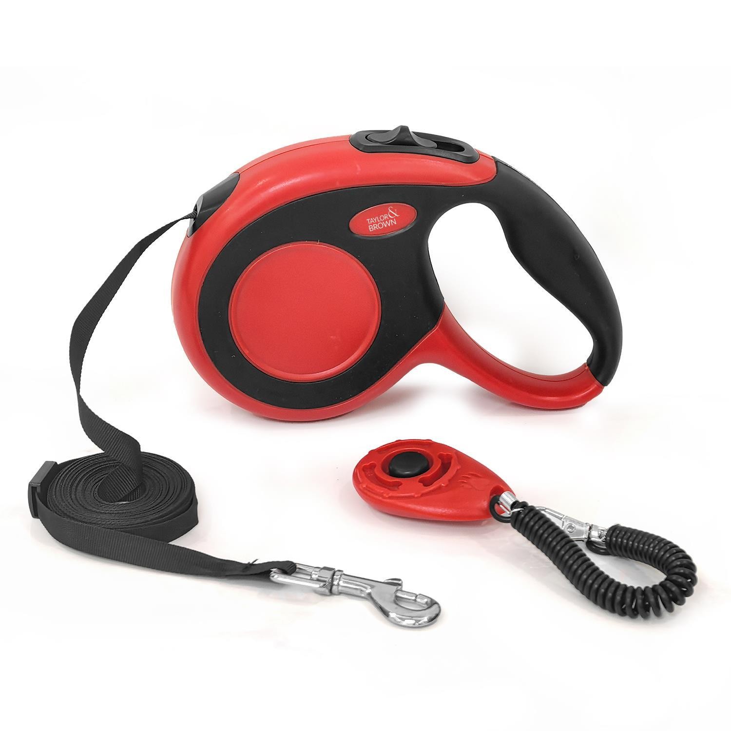 Heavy Duty 5m Dog Lead Extendable Tangle Free Nylon Tape Leash Small Dogs Red