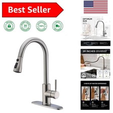 Single Handle Stainless Steel Kitchen Faucet: Pull Down Sprayer  Quick Install