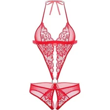 Avidlove Teddy Lingerie for Women One Piece Deep V Lingerie Lace Teddy Babydoll