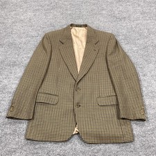 Oscar De La Renta Sport Coat Mens 40 Brown Tweed Wool Check Houndstooth