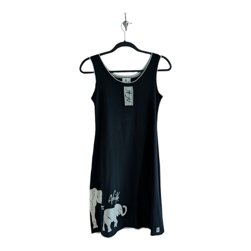 NWT Baobab Company Sz M Knee-Length Tank Dress Black Elephants Africa Beige - Picture 8 of 16