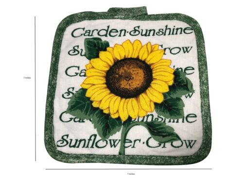 Set of 4 Pot Holders for Kitchen - 7 x 7 inches - Sunflower - Picture 2 of 3