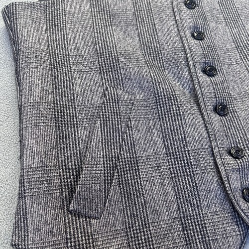 Oliver Spencer Men’s Basic Vest Waist Coat Size 40EU Gray Wool Plaid Paisley - Picture 7 of 16