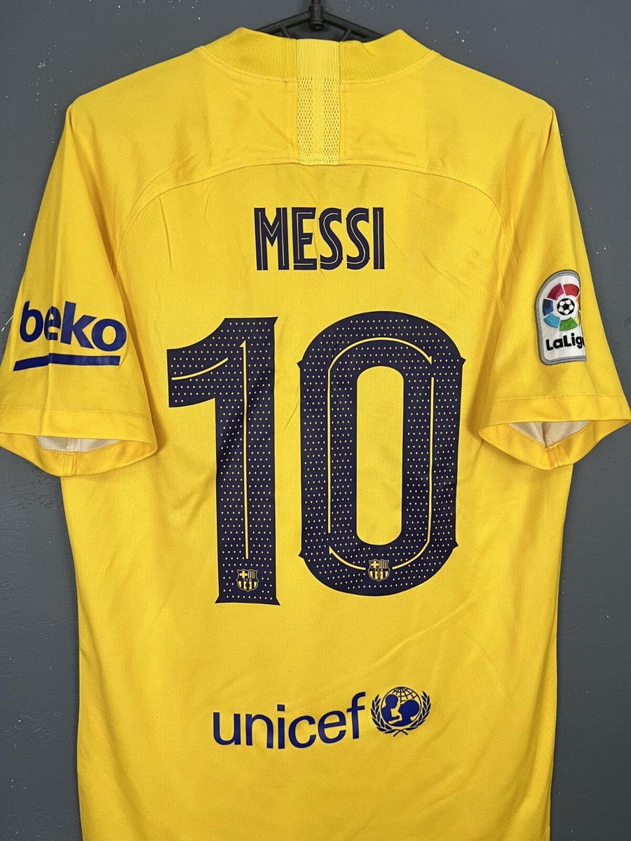FC Barcelona Messi 10 イエローシャツ 2019-20 Barcelona Away Shirt Messi #10 - 10/10 - (XL.Boys)