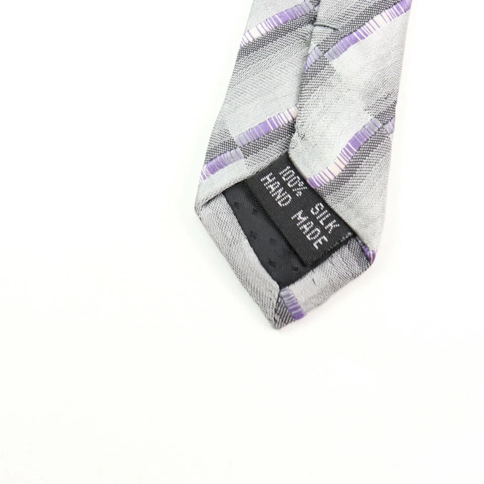 Corbata Venturi Uomo, hecha a mano para hombre gris seda y púrpura Foto 3 de 4