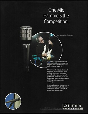 Blue Oyster Cult Buck Dharma 2010 Audix Microphone advertisement 8 x 11 mic ad