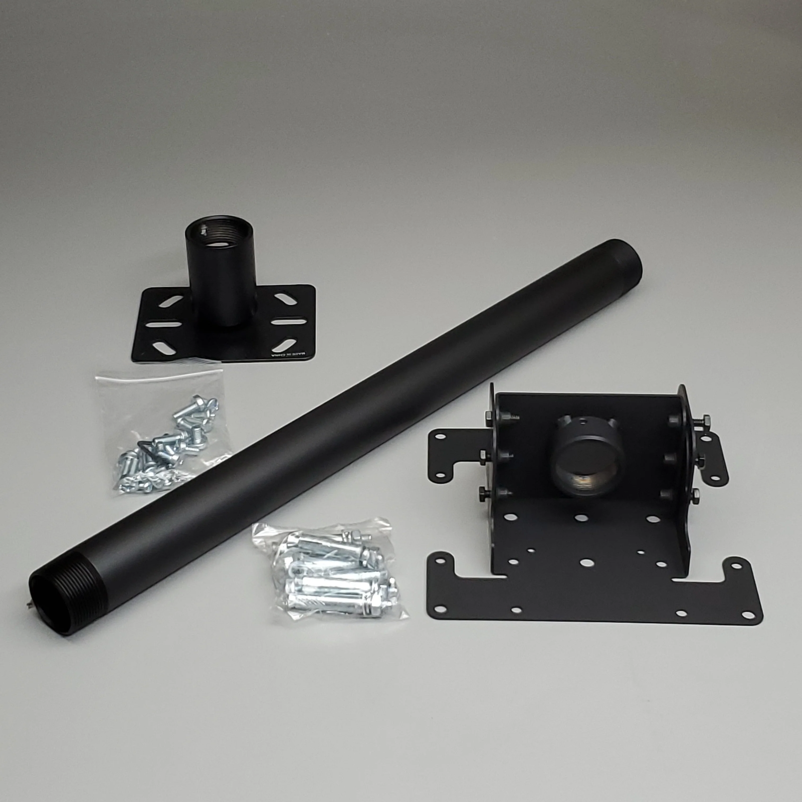 Heavy-Duty Black Projector TV Ceiling Mount Kit with 24in Pole & Adjustable Plates-image